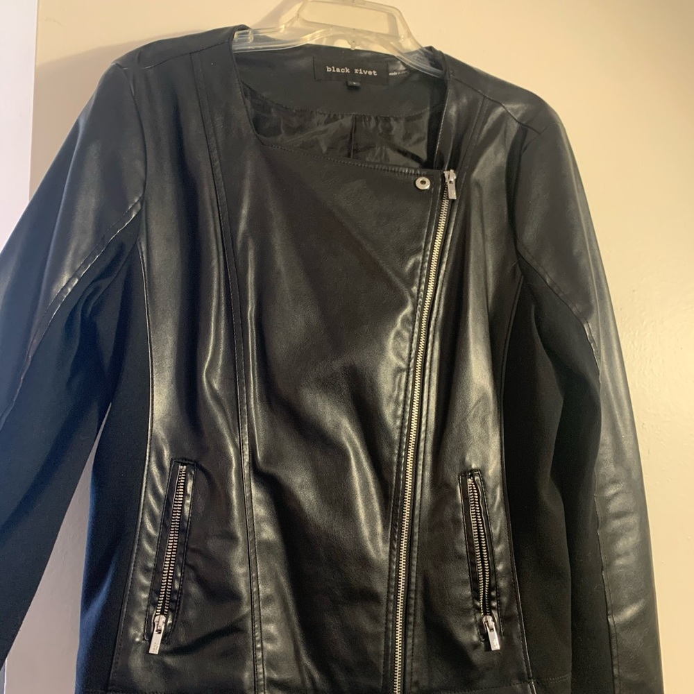 BLACK RIVET Vegan Leather Jacket